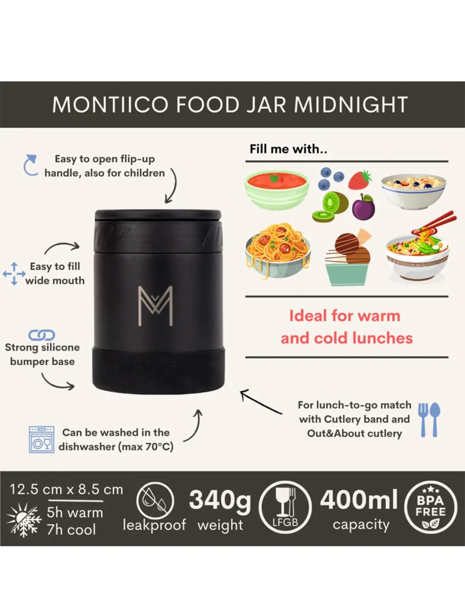 Montii Montii Food Jar 400ml - Sky