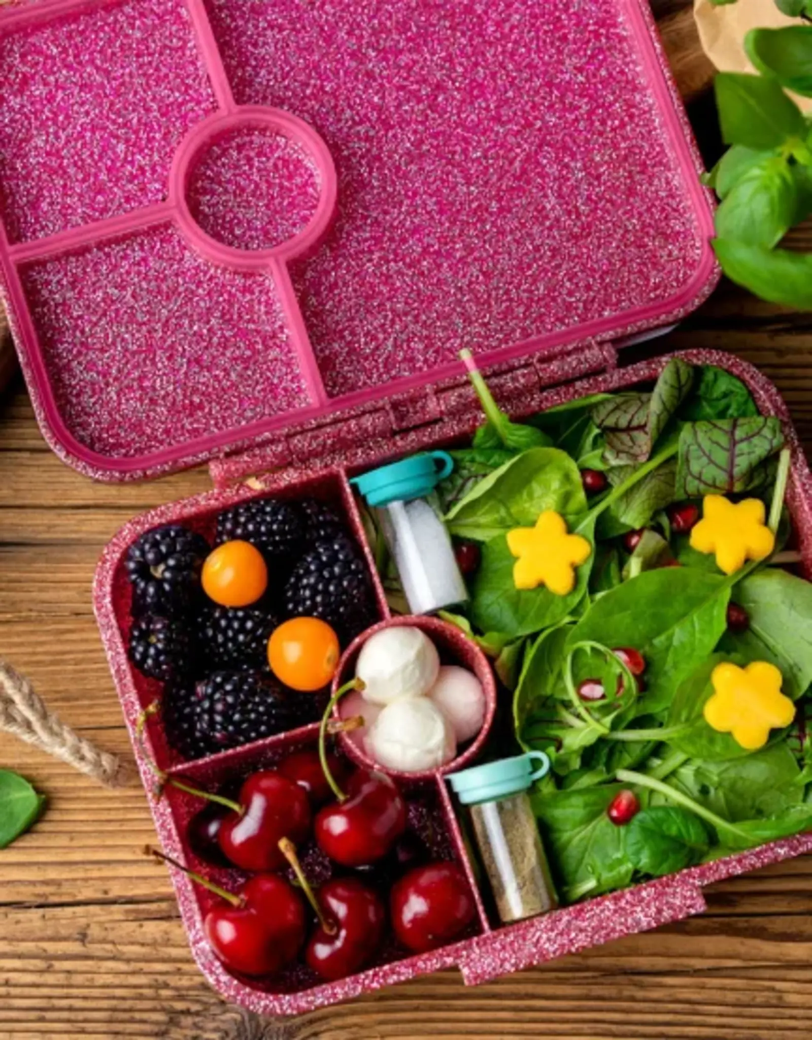 LEKKABOX Lekkabox Glamour - Lunchbox met 4 vakken - Roze