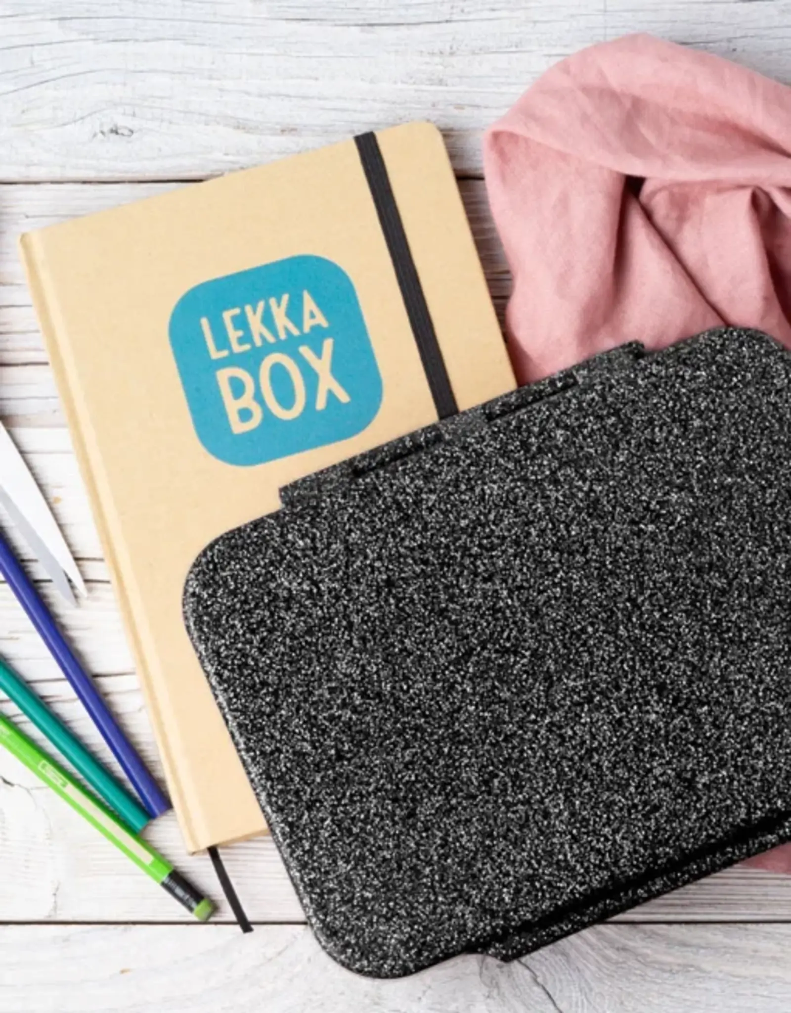 LEKKABOX Lekkabox Glamour lunchbox 4 vakken - Zwart