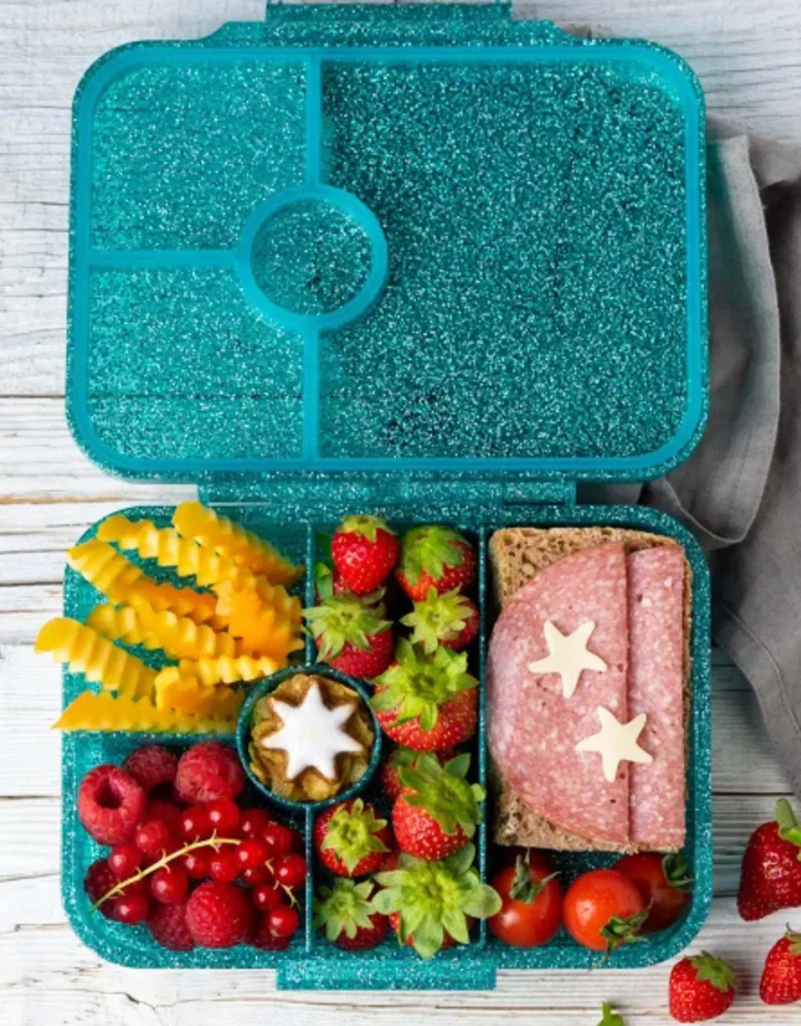 LEKKABOX Lekkabox Glamour - Lunchbox met 4 vakken - Aqua