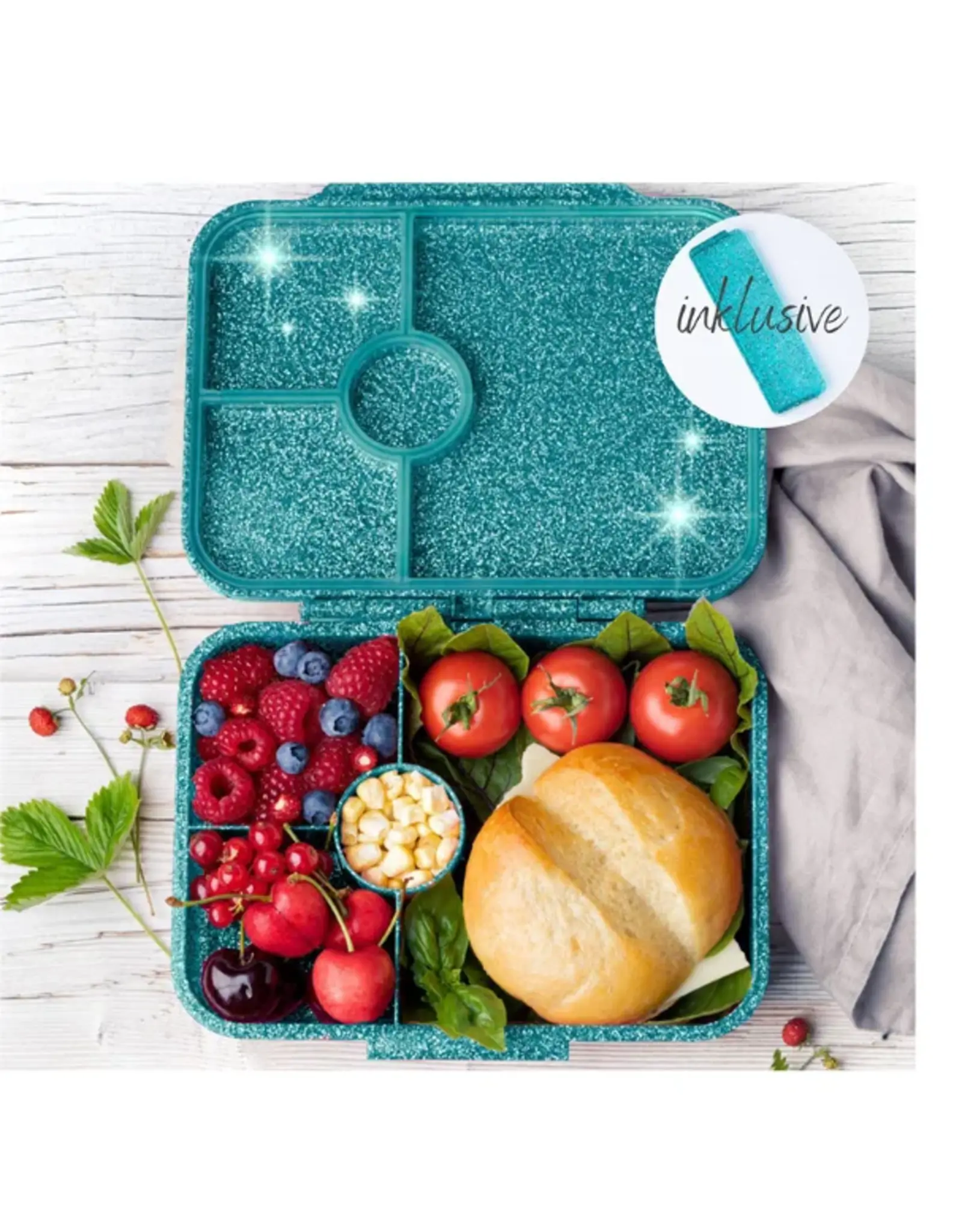 LEKKABOX Lekkabox Glamour - Lunchbox met 4 vakken - Aqua