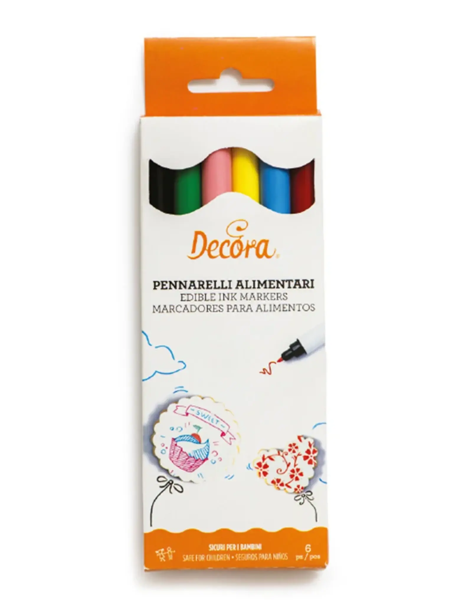 Decora Decoratie Stiften met eetbare inkt - Set van 6