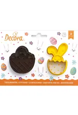 Decora Decora Set van 2 uitstekers voor Pasen - paasmand/konijn