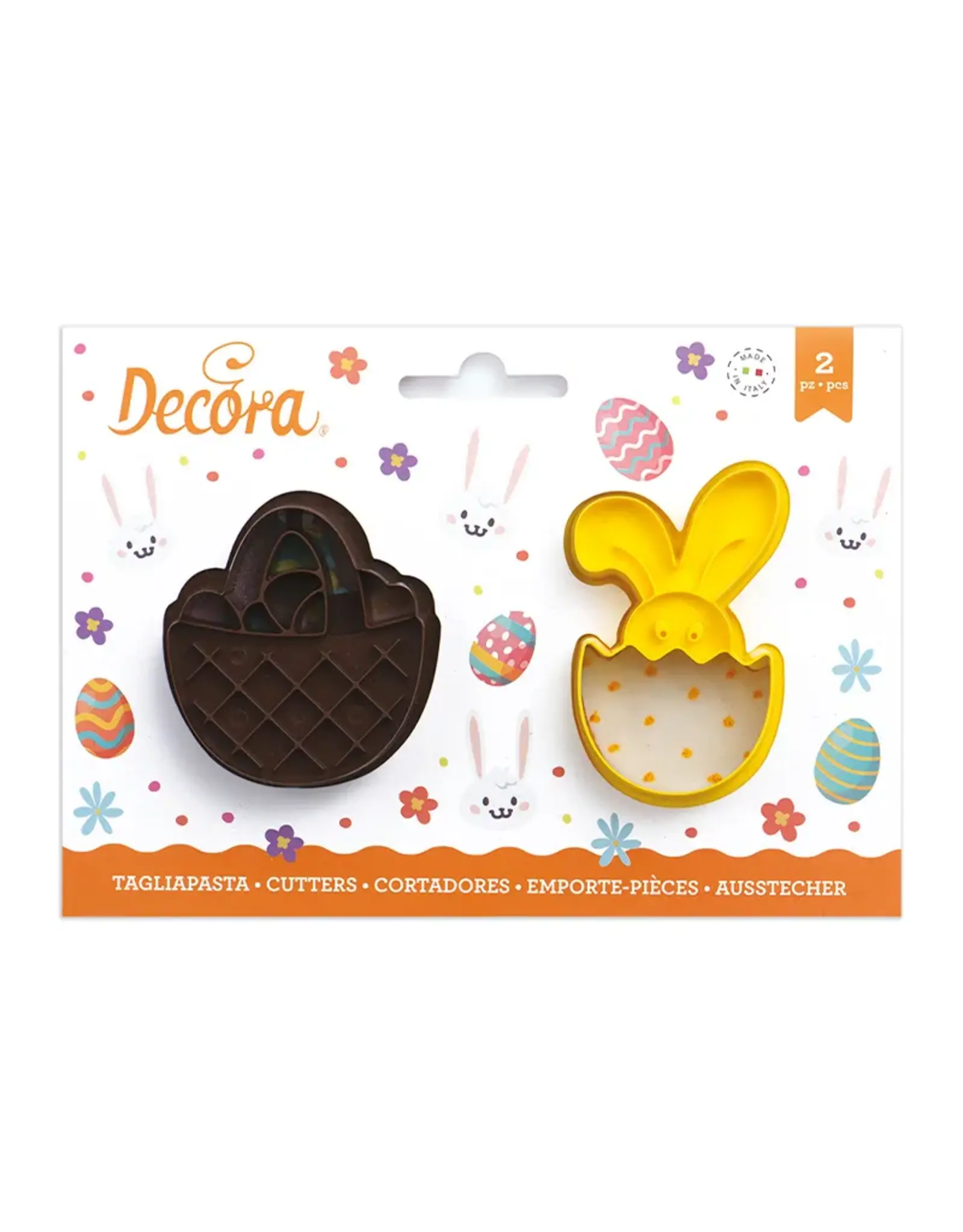 Decora Decora Set van 2 uitstekers voor Pasen - paasmand/konijn