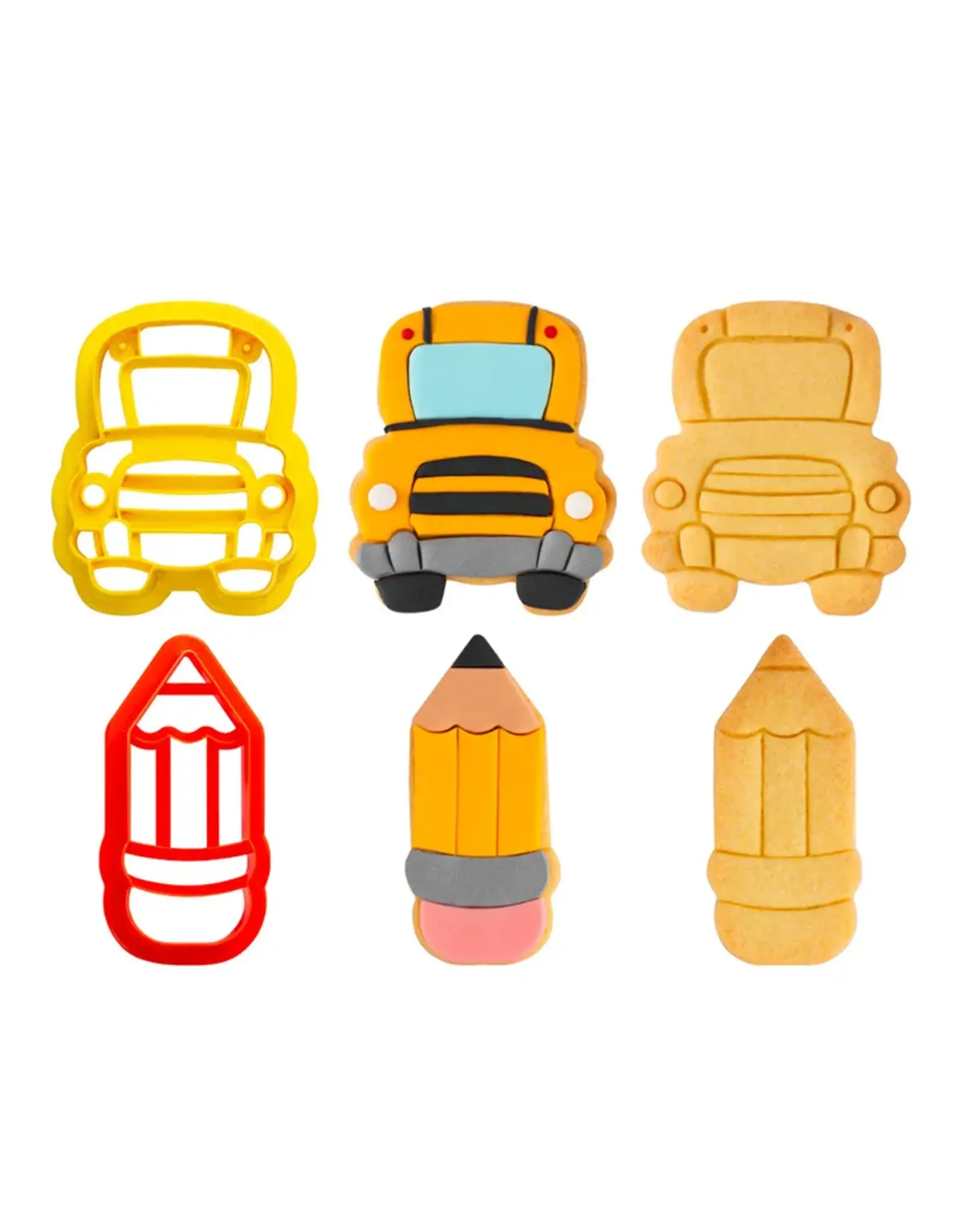 Decora Decora Set van 2 uitstekers back 2 school - bus/potlood