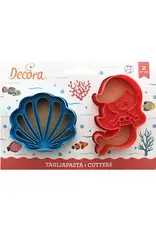 Decora Decora Set van 2 uitstekers zee - schelp/zeemeermin