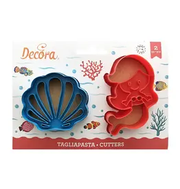 Decora Set van 2 uitstekers zee - schelp/zeemeermin