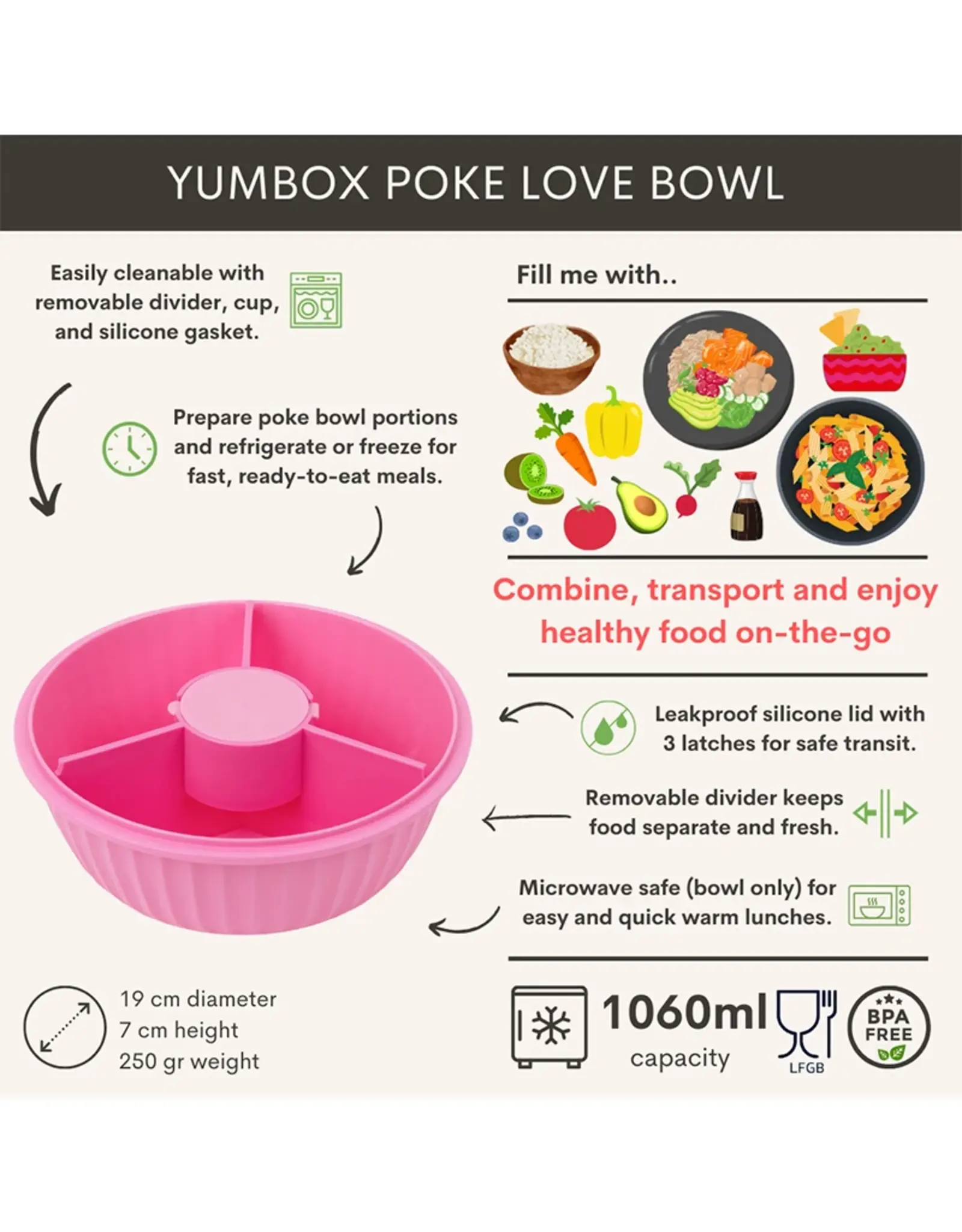 Yumbox Yumbox Poke Bowl 3 vakken Guava Pink