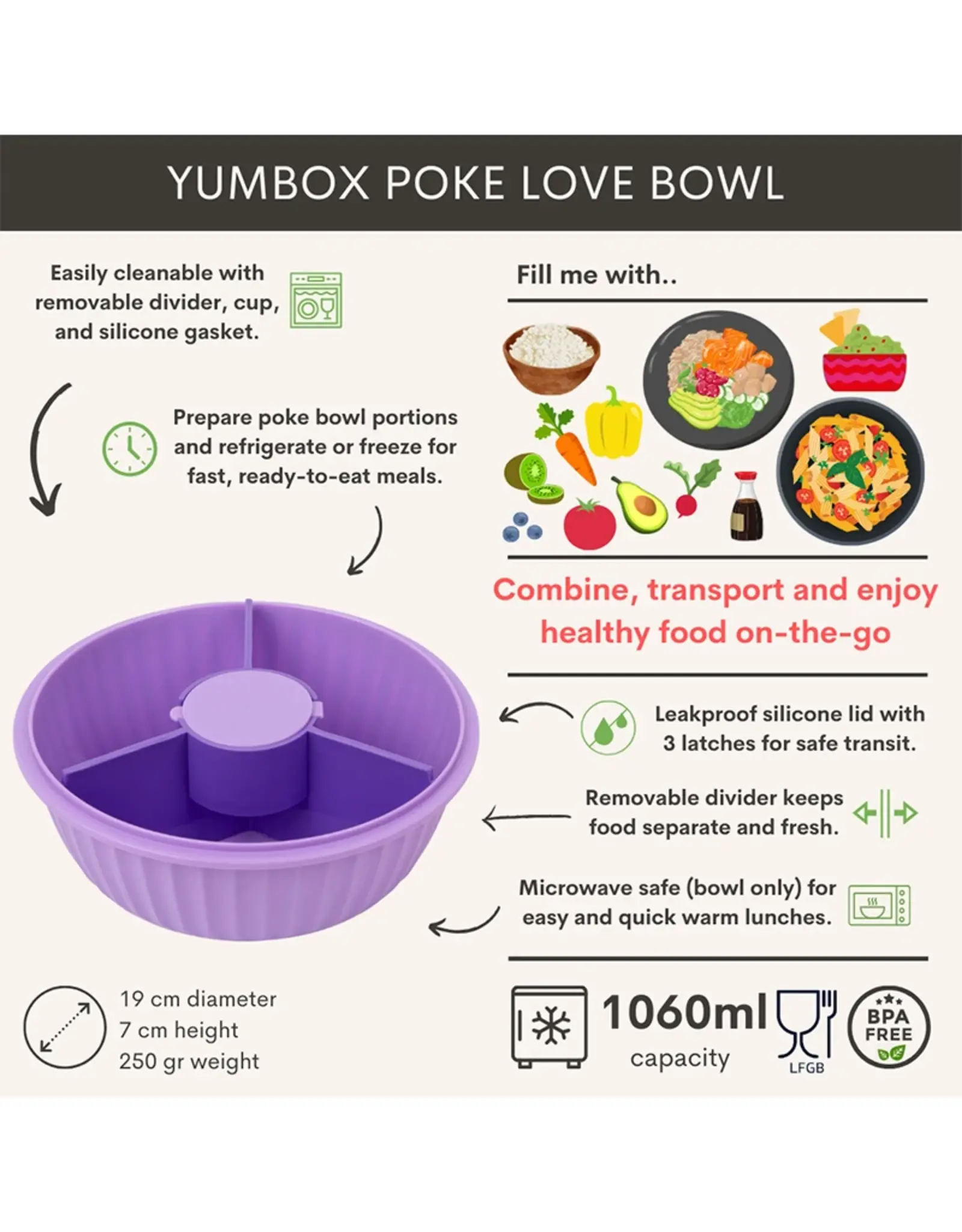 Yumbox Yumbox Poke Bowl 3 vakken Maui Purple