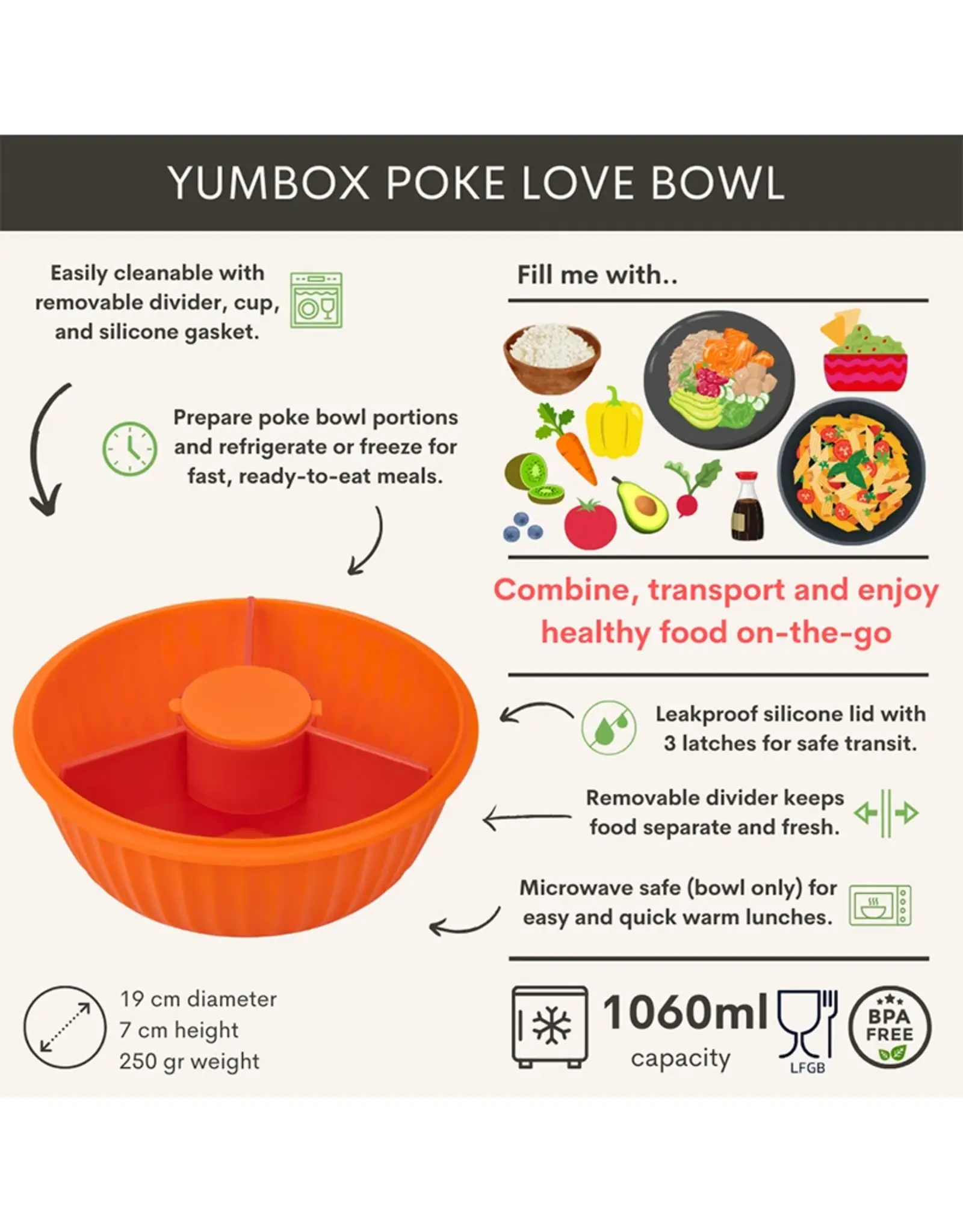 Yumbox Yumbox Poke Bowl 3 vakken Tangerine Orange