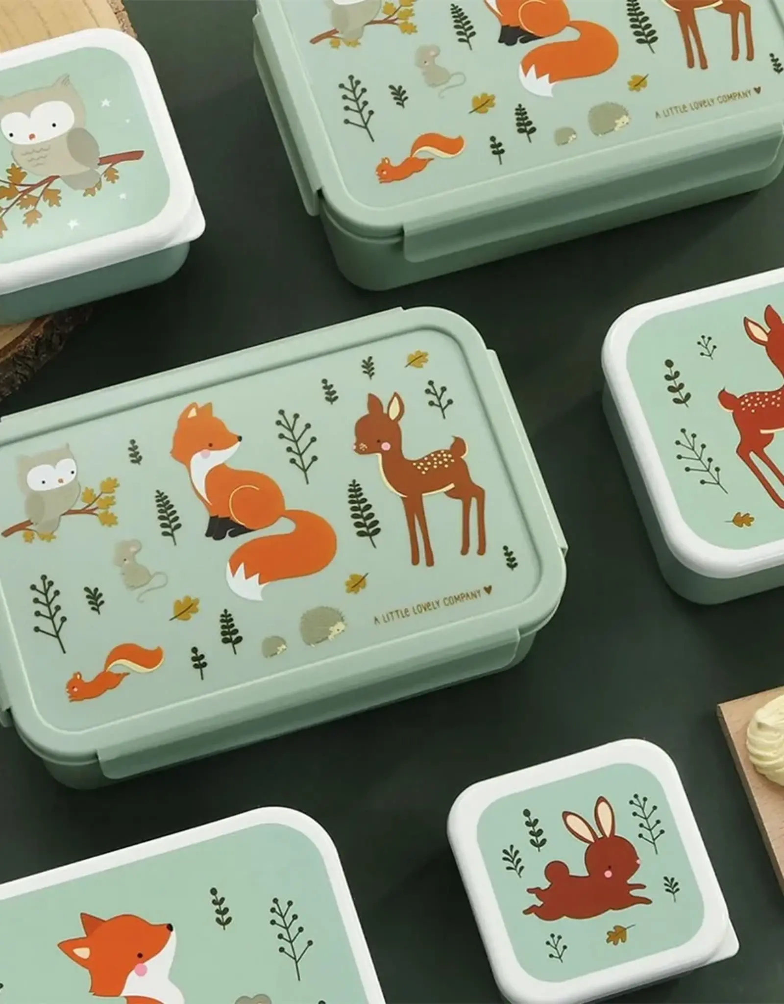 A Little Lovely Company Bento Lunchbox - Bosvriendjes Saliegroen