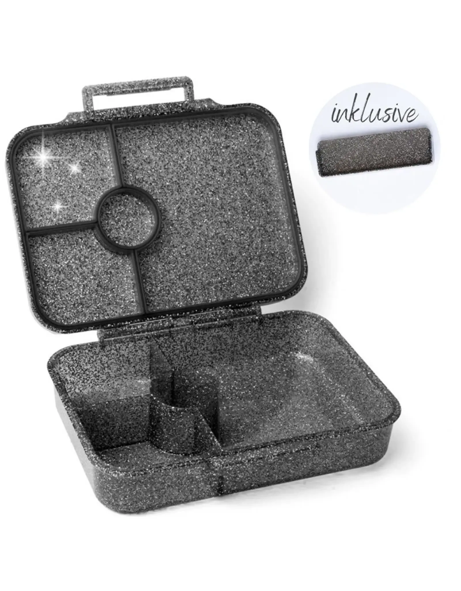 LEKKABOX Lekkabox Glamour - Lunchbox met 4 vakken - Zwart