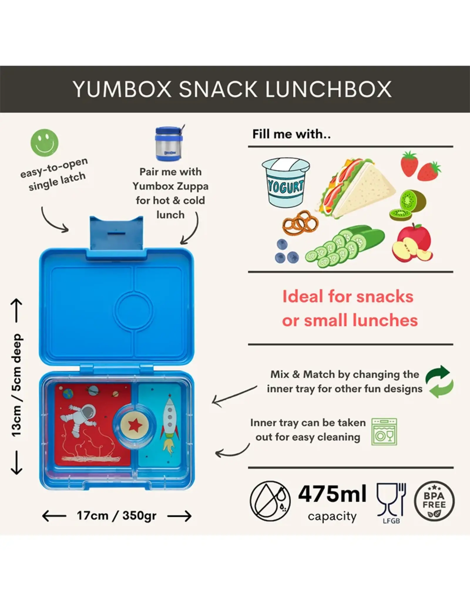 Yumbox Yumbox Snack 3-vakken - Surf Blue (Rocket)