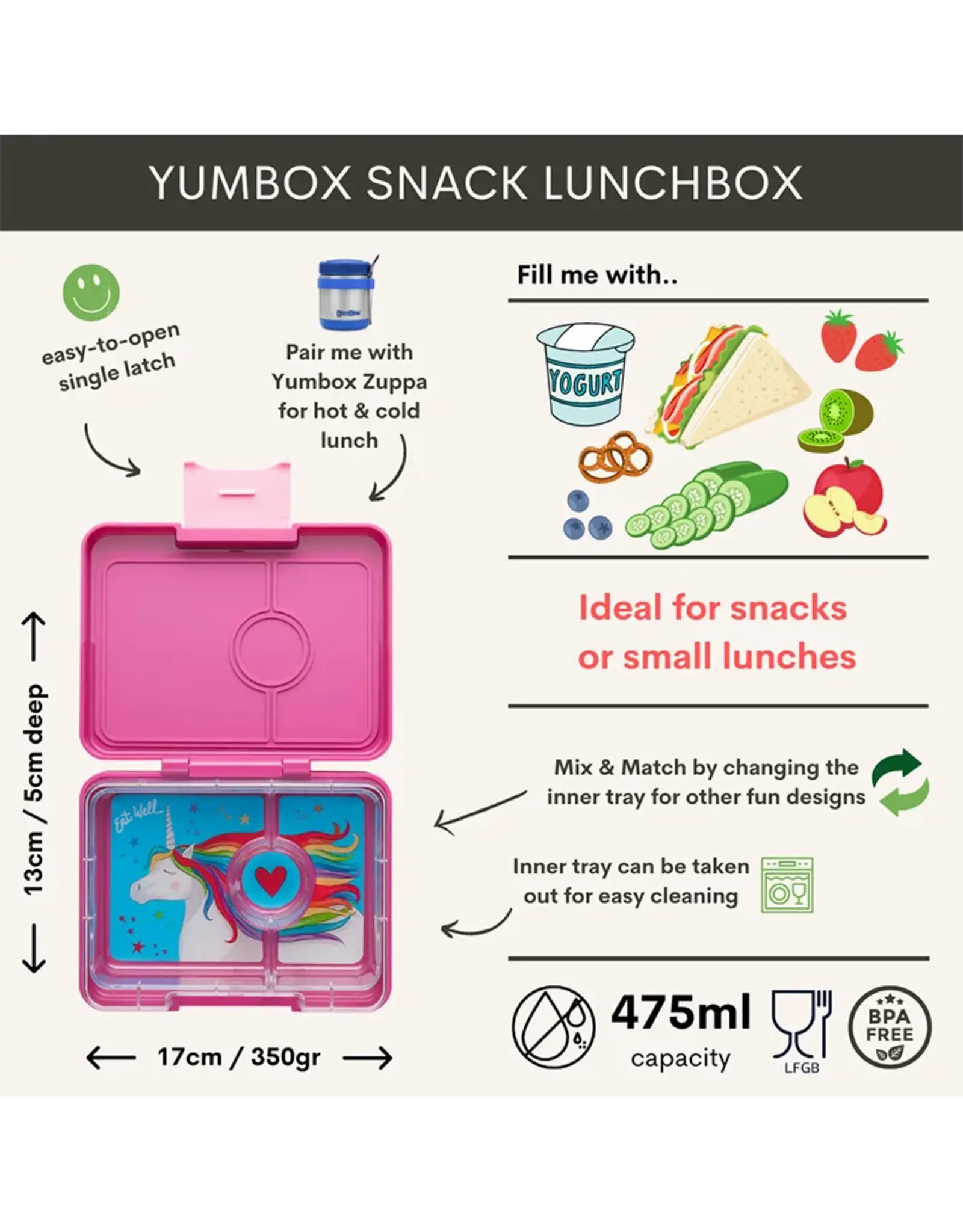 Yumbox Yumbox Snack 3-vakken - Malibu Purple (Unicorn)