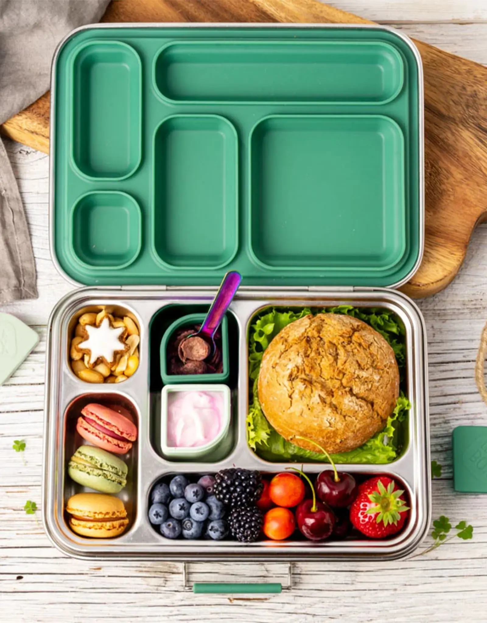 LEKKABOX Lekkabox Grande - RVS Lunchbox met 5 vakken - Forest