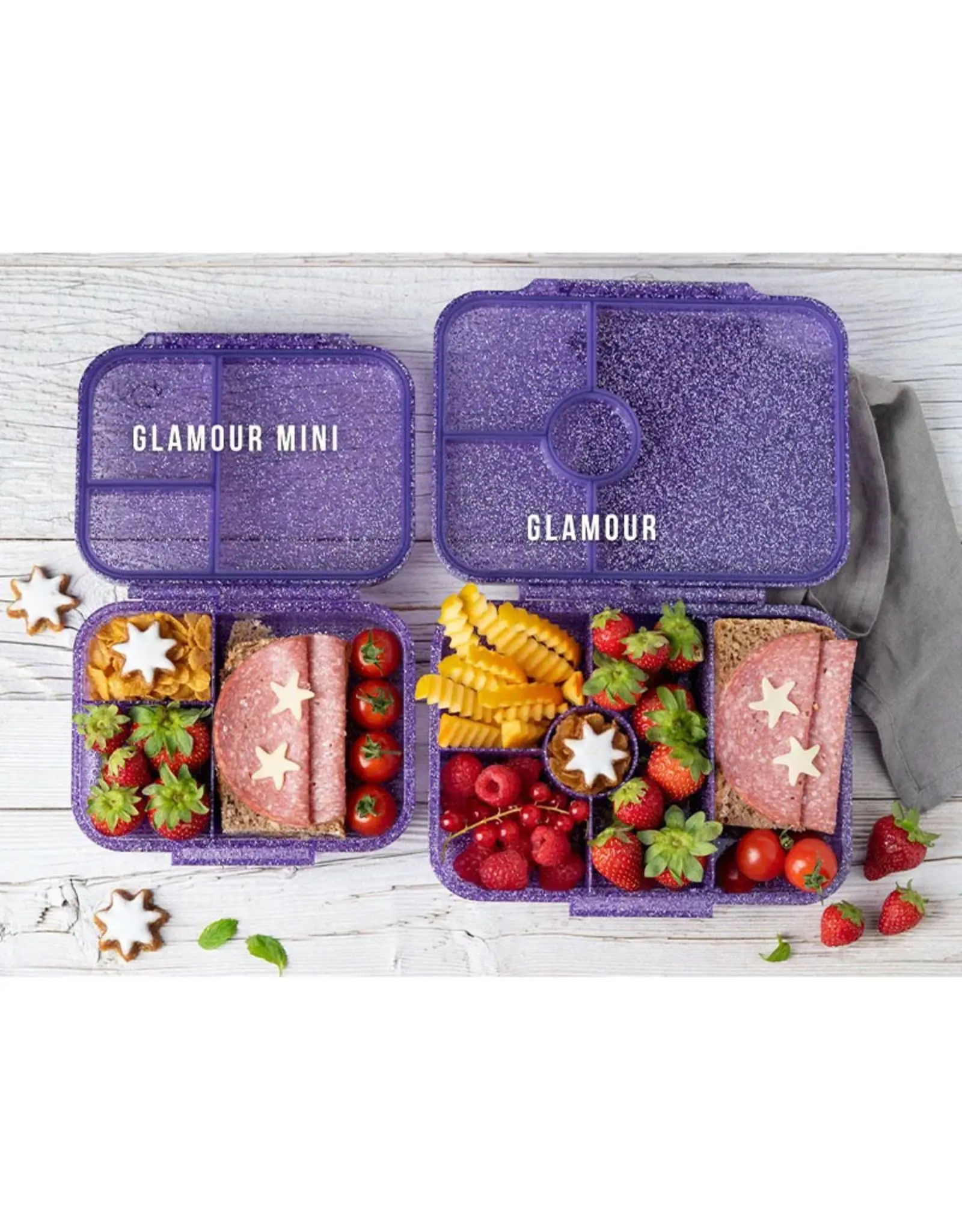 LEKKABOX Lekkabox Glamour Mini - Lunchbox met 3 vakken - Paars