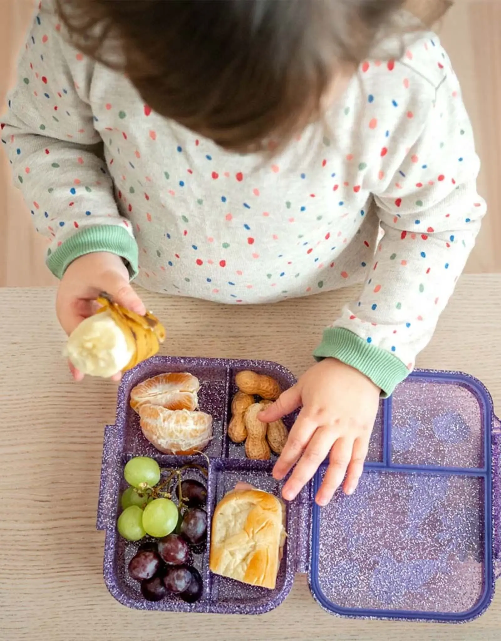 LEKKABOX Lekkabox Glamour Mini - Lunchbox met 3 vakken - Paars