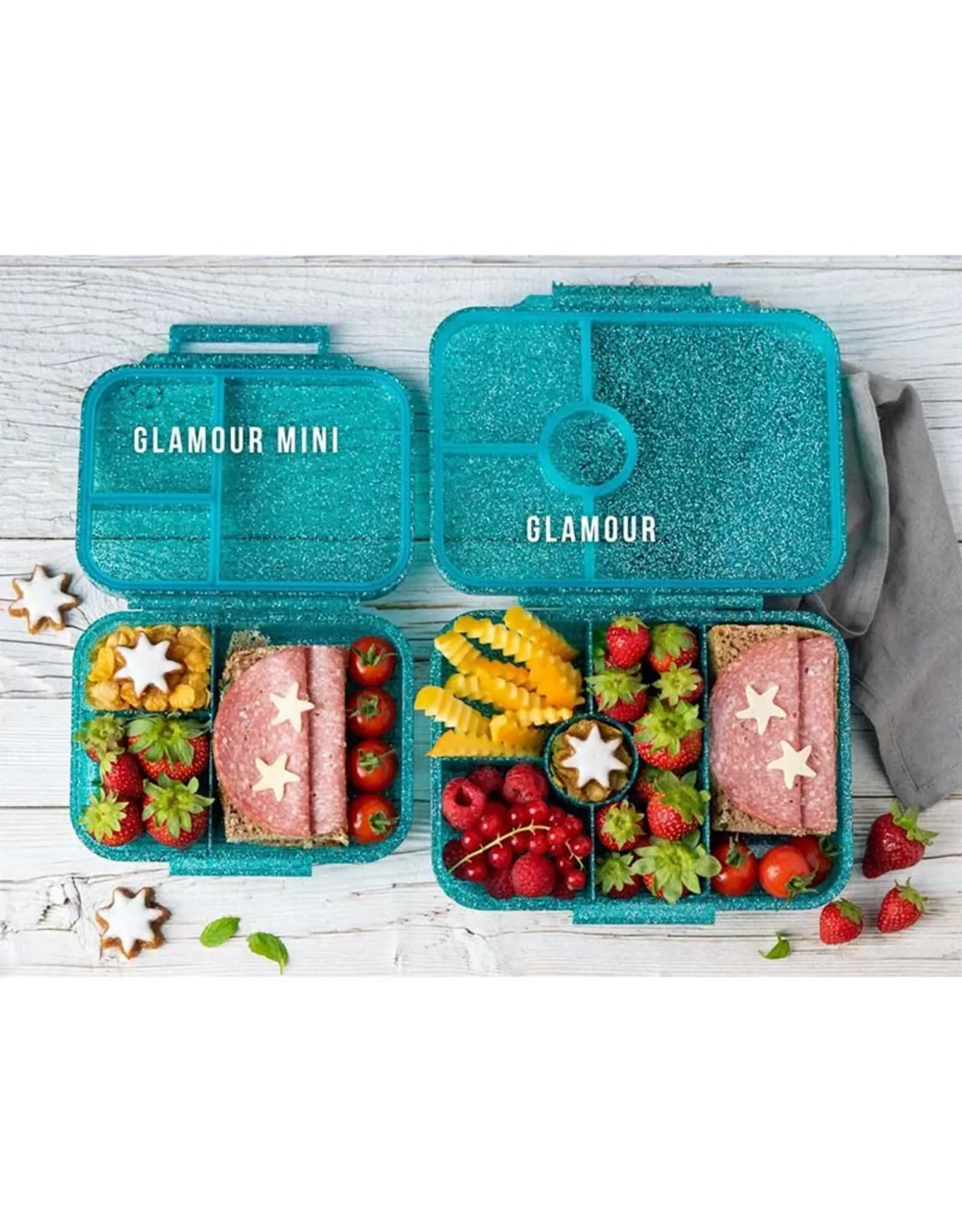 LEKKABOX Lekkabox Glamour Mini - Lunchbox met 3 vakken - Aqua