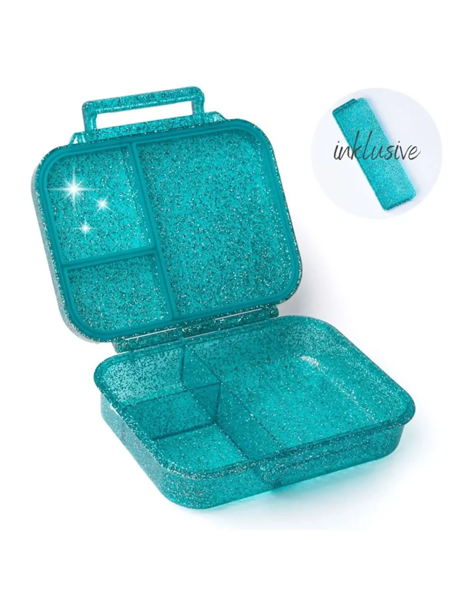 LEKKABOX Lekkabox Glamour Mini - Lunchbox met 3 vakken - Aqua