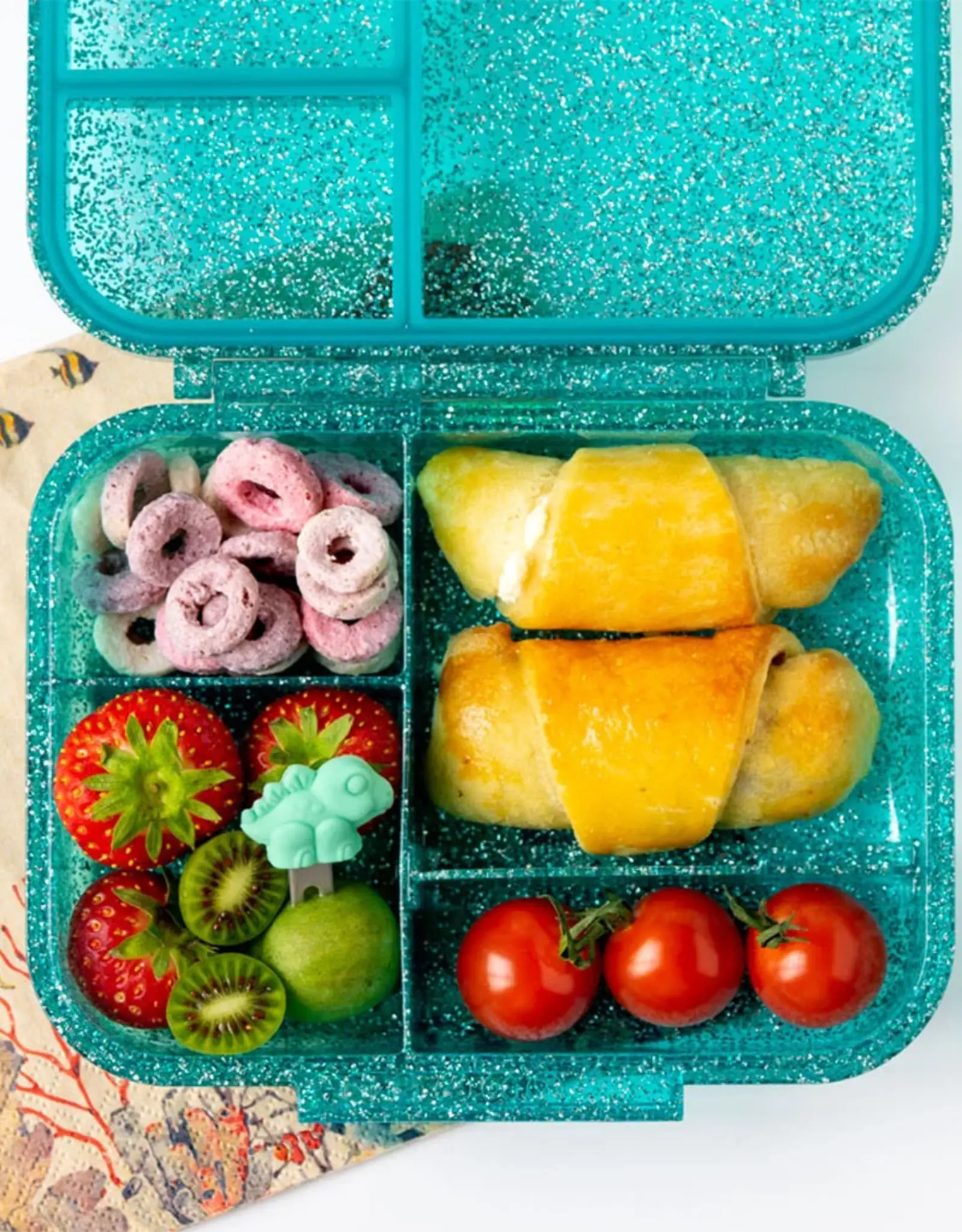 LEKKABOX Lekkabox Glamour Mini - Lunchbox met 3 vakken - Aqua