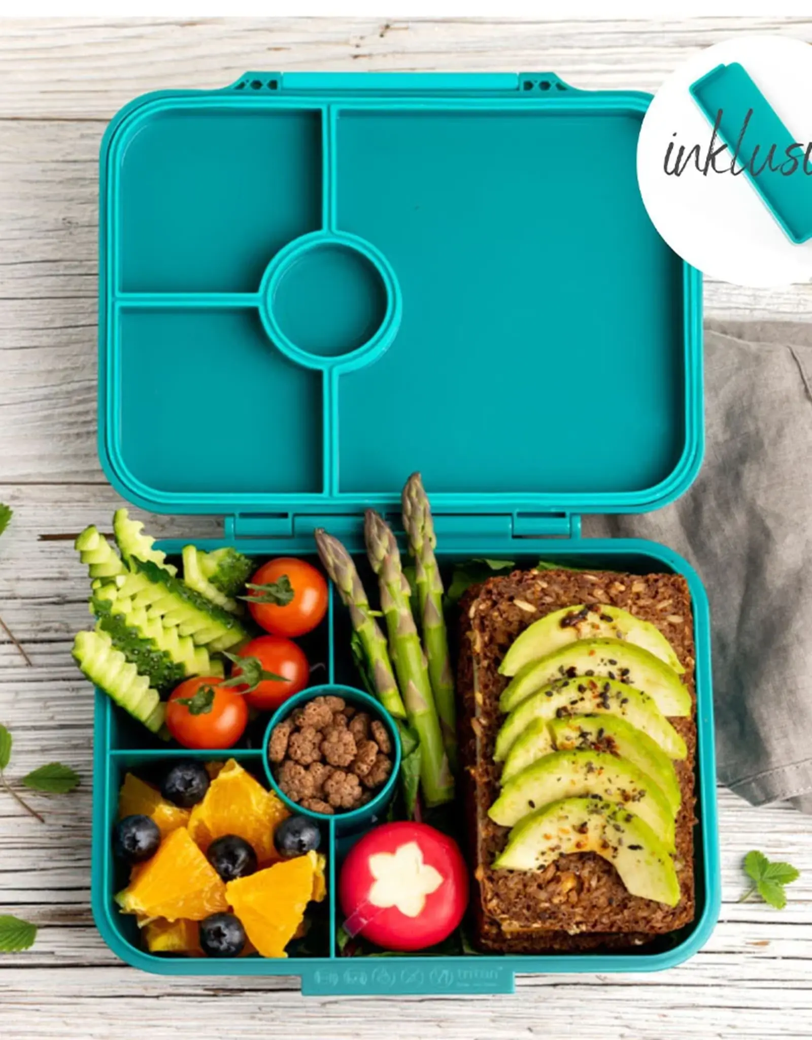 LEKKABOX Lekkabox Classic - Lunchbox met 4 vakken - Petrol