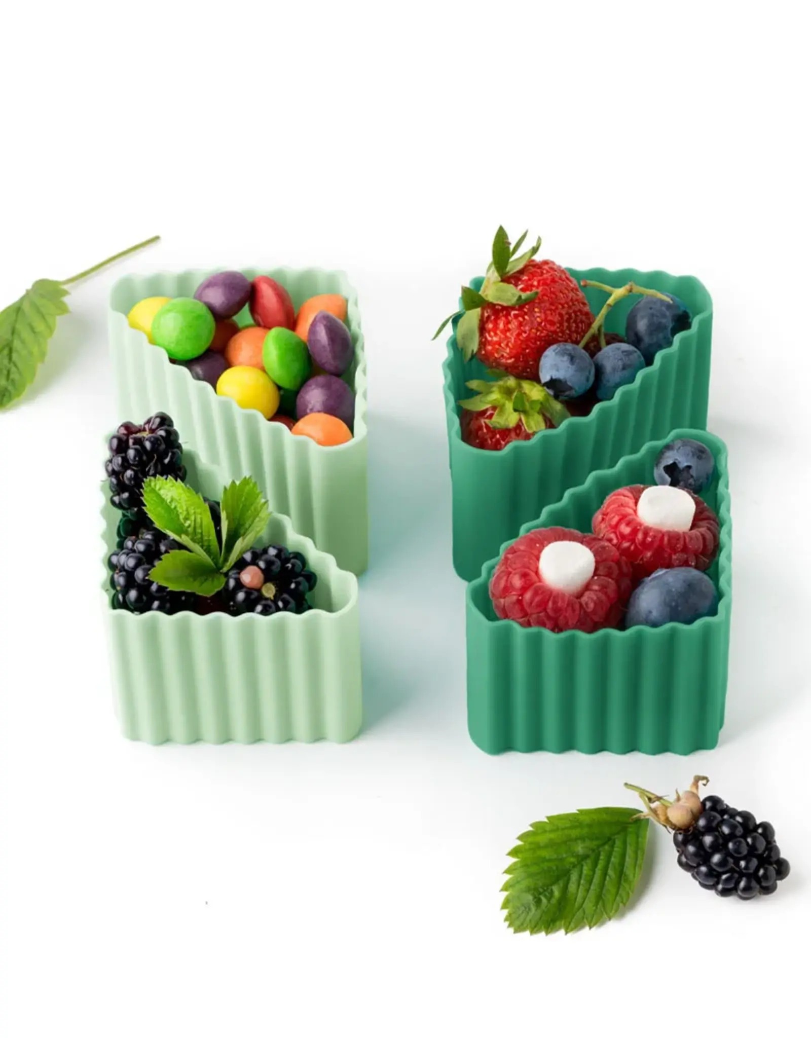 LEKKABOX Lekkabox Silicone Bento Cups - Driehoek set/4 - Forest