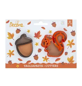 Decora Set van 2 uitstekers Herfst - eikel/eekhoorn