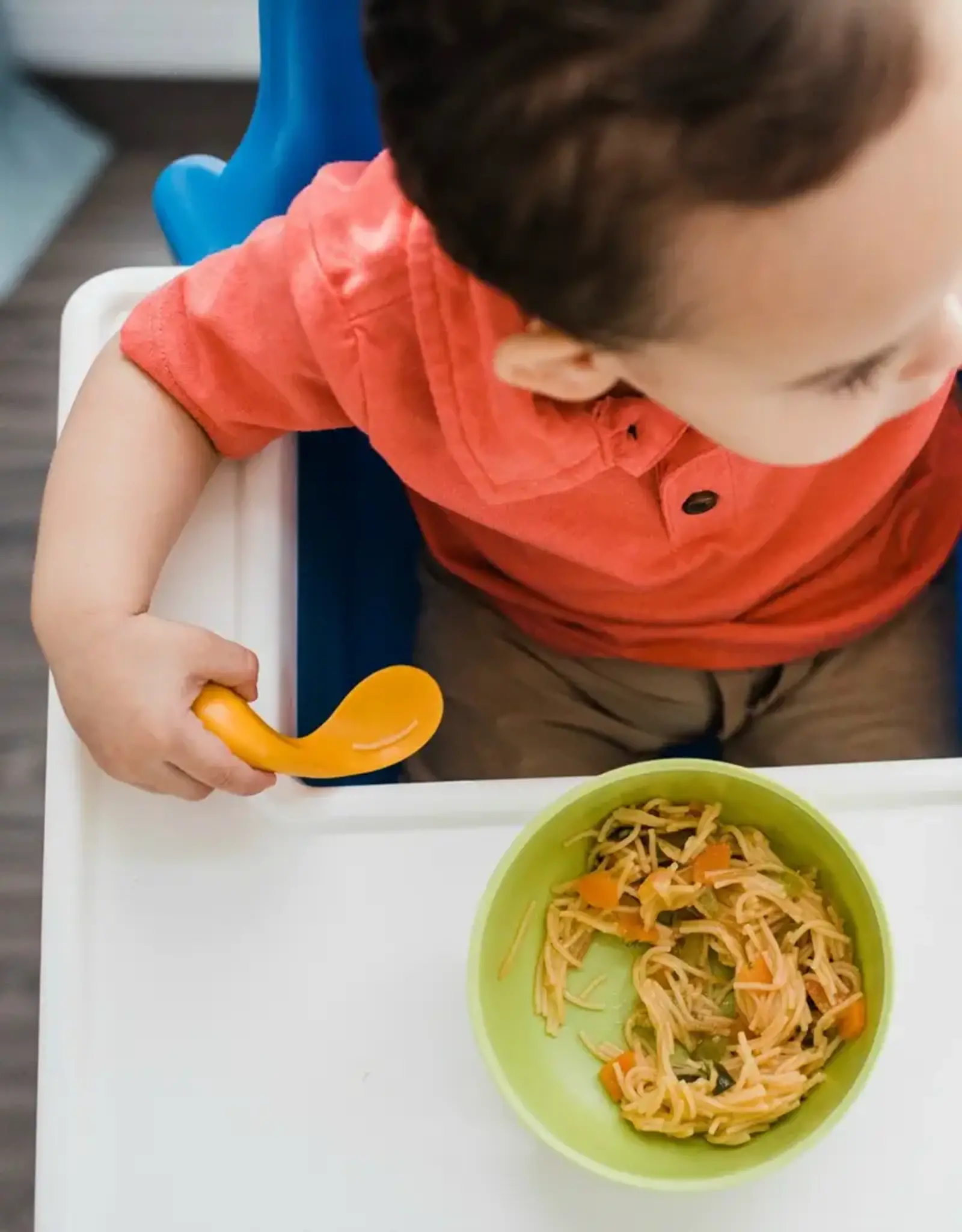 Kizingo Peuterlepel - Ergonomische lepel voor zelfstandig eten - Oranje