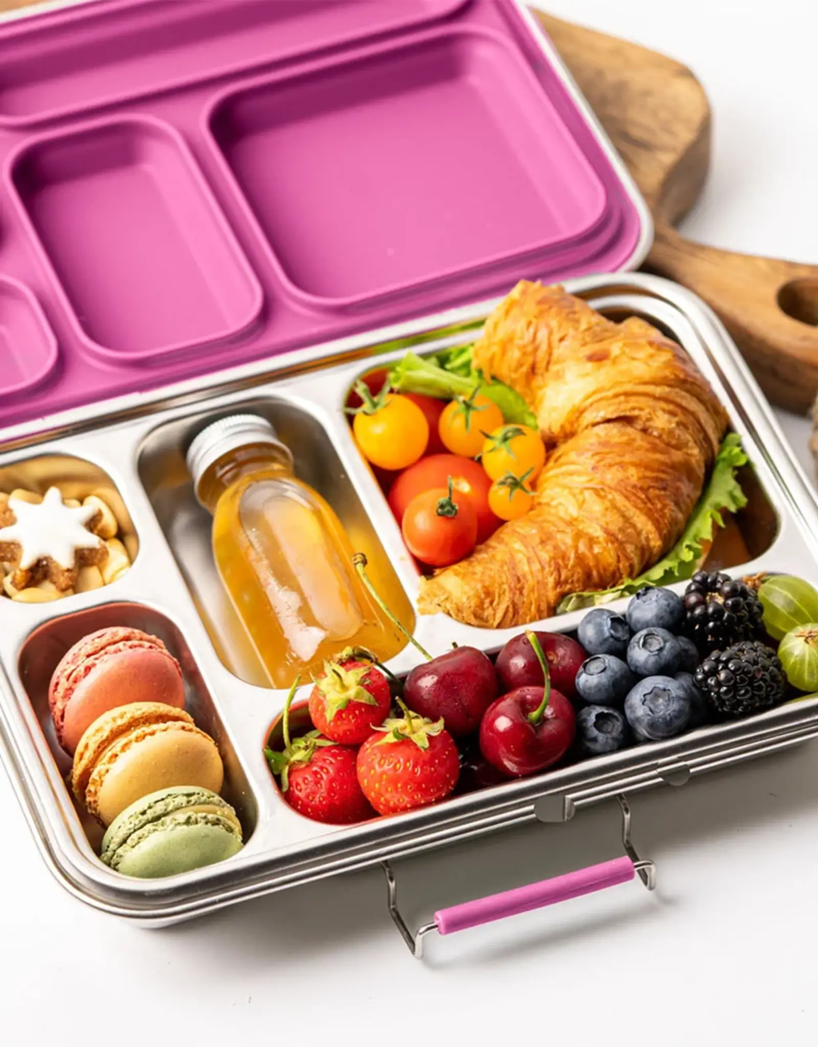 LEKKABOX Lekkabox Grande - RVS Lunchbox met 5 vakken - Berry