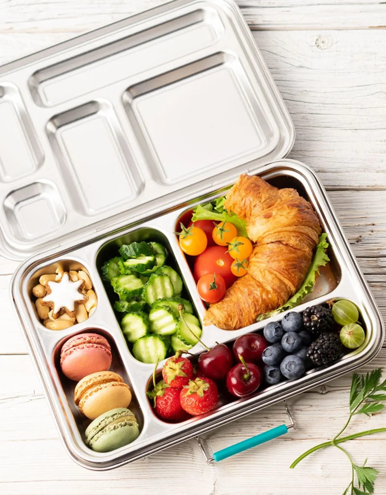 LEKKABOX Lekkabox Grande - RVS Lunchbox met 5 vakken - Petrol