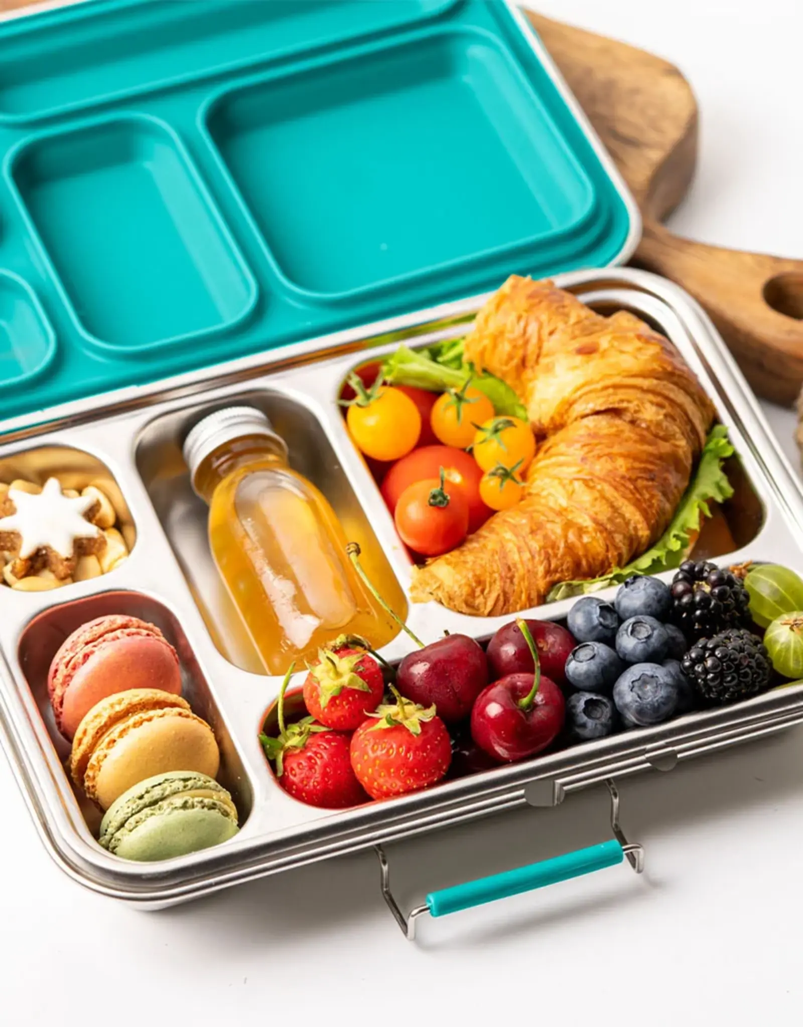 LEKKABOX Lekkabox Grande - RVS Lunchbox met 5 vakken - Petrol