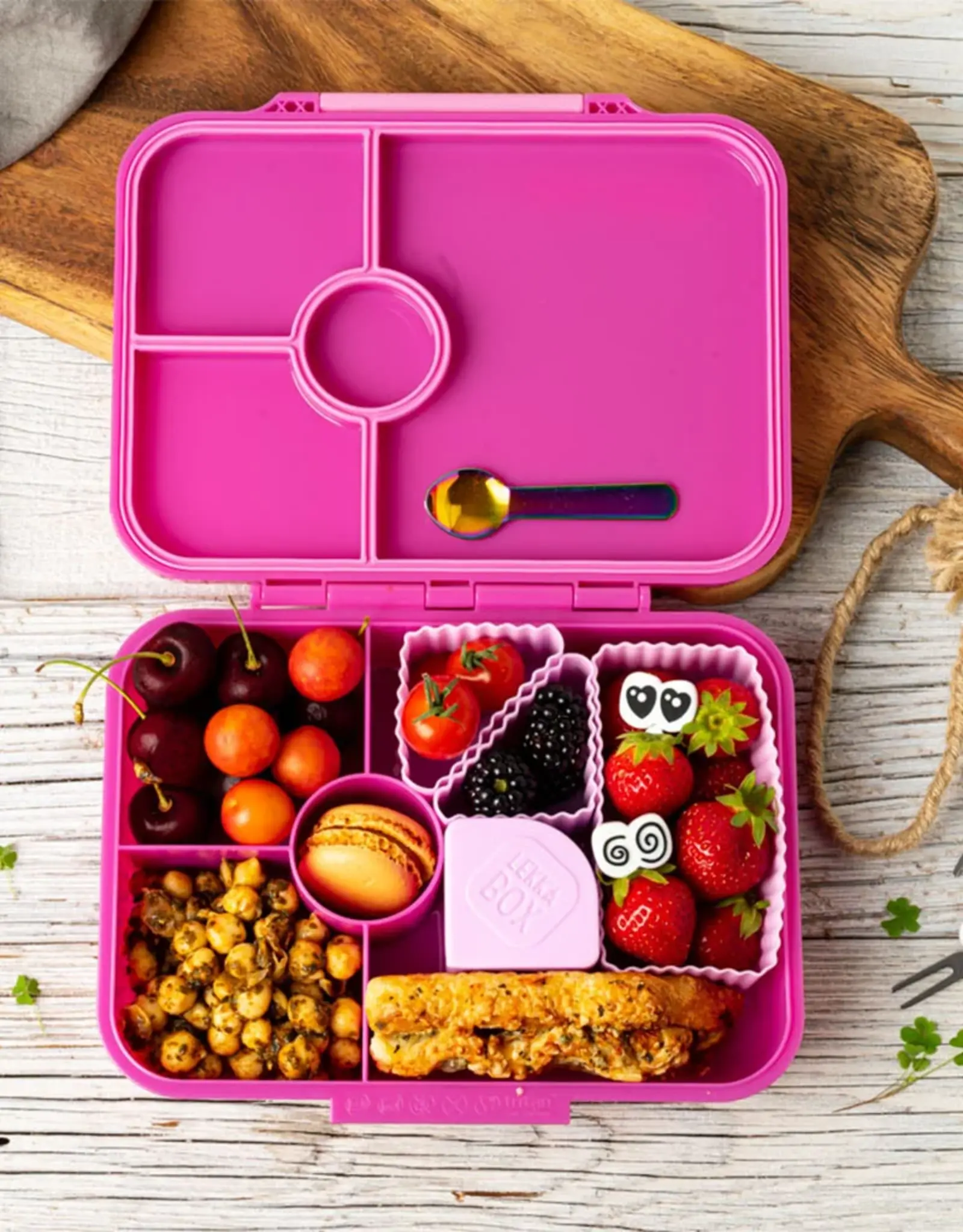 LEKKABOX Lekkabox Classic - Lunchbox met 4 vakken - Berry