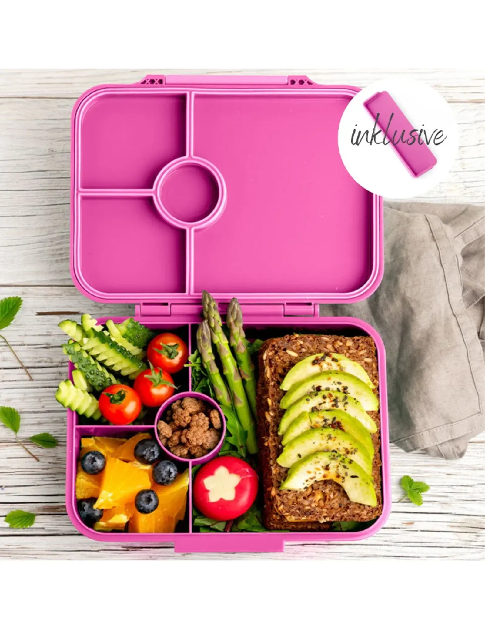 LEKKABOX Lekkabox Classic - Lunchbox met 4 vakken - Berry