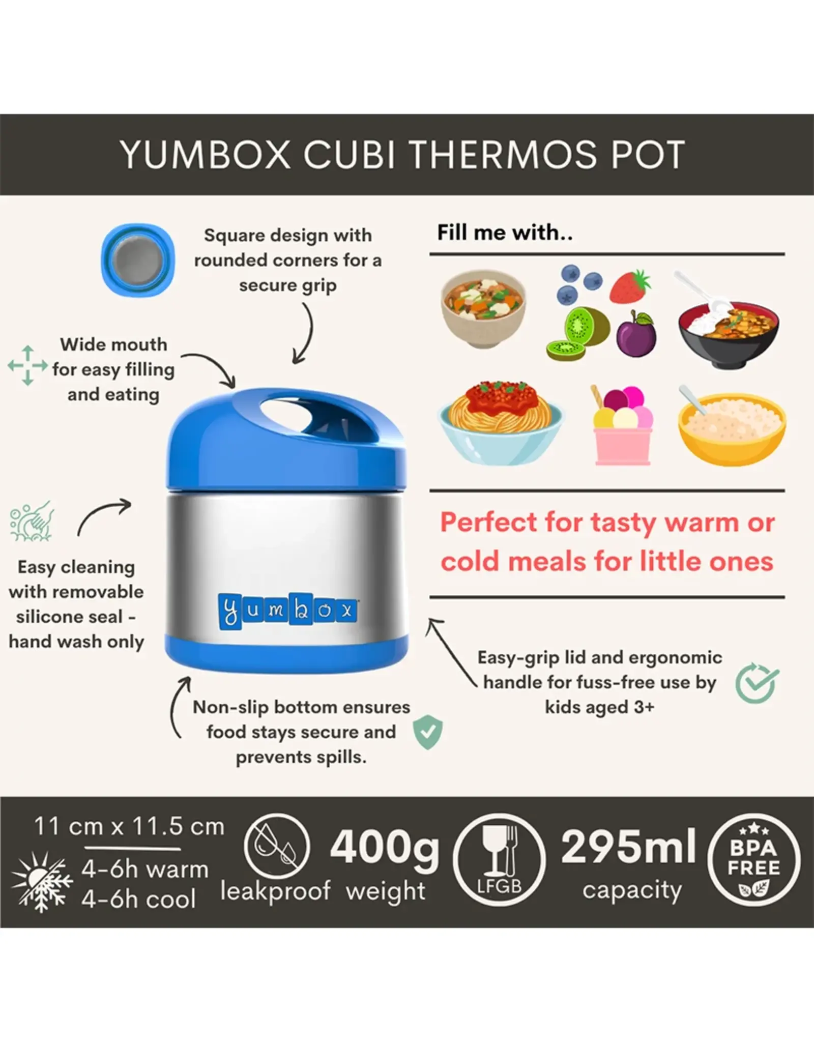 Yumbox Yumbox Cubi Thermische Voedselpot - Surf Blauw