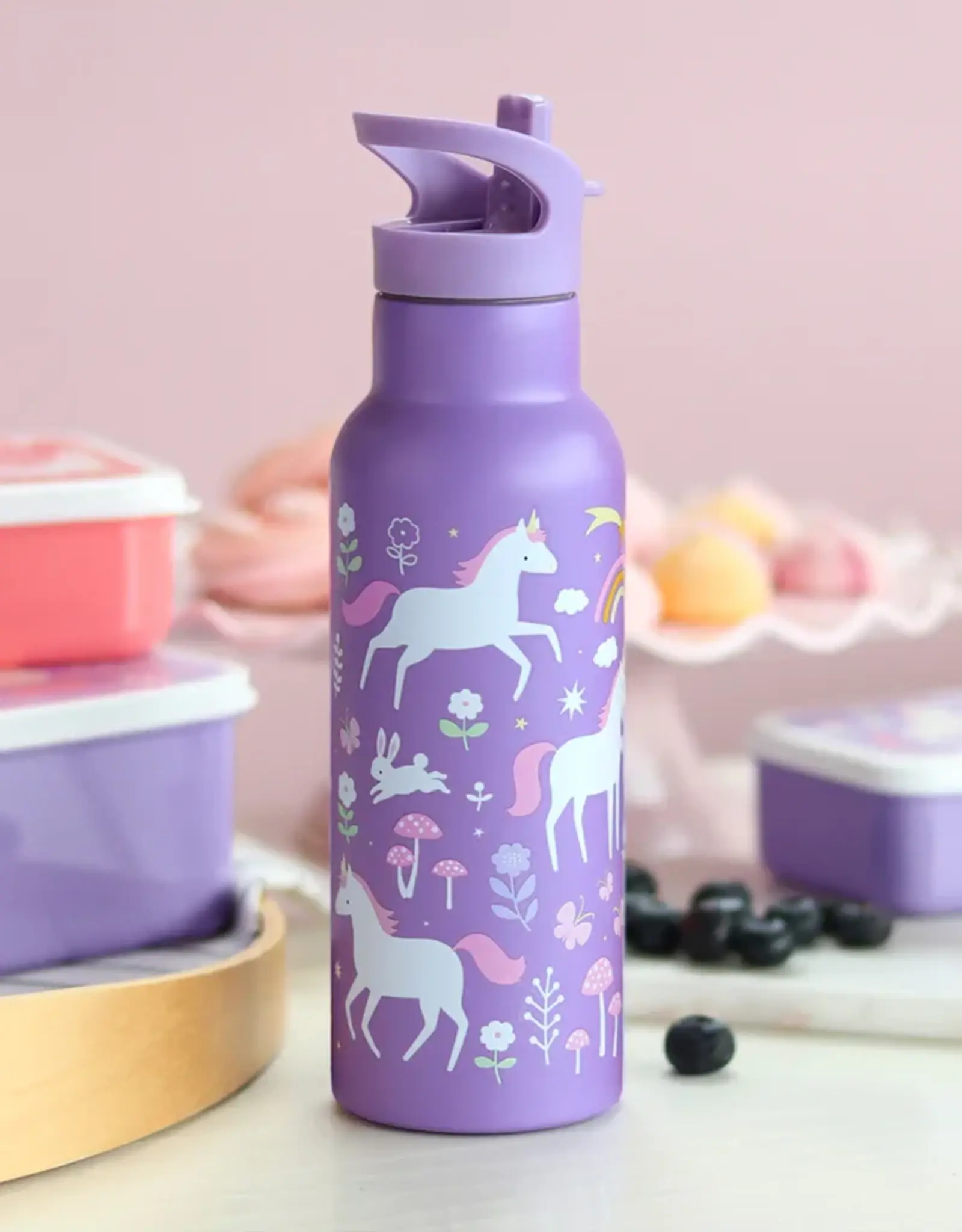 A Little Lovely Company RVS Drinkfles 500 ml - Unicorn Dreams