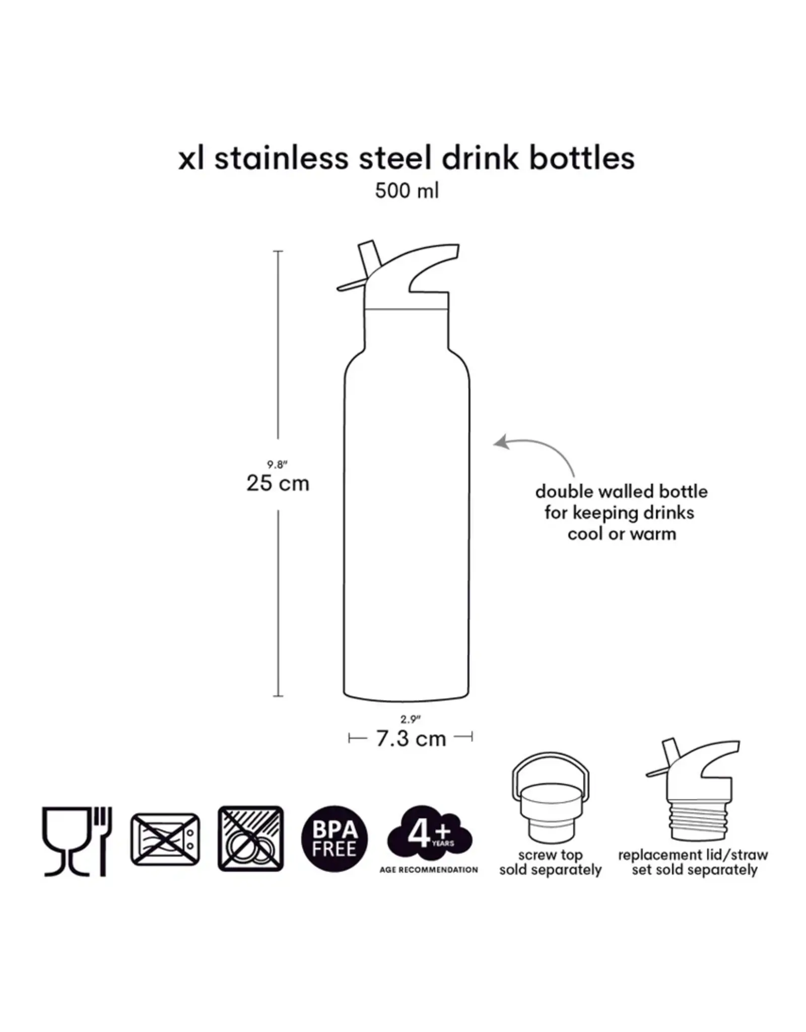 A Little Lovely Company RVS Drinkfles 500 ml - Unicorn Dreams