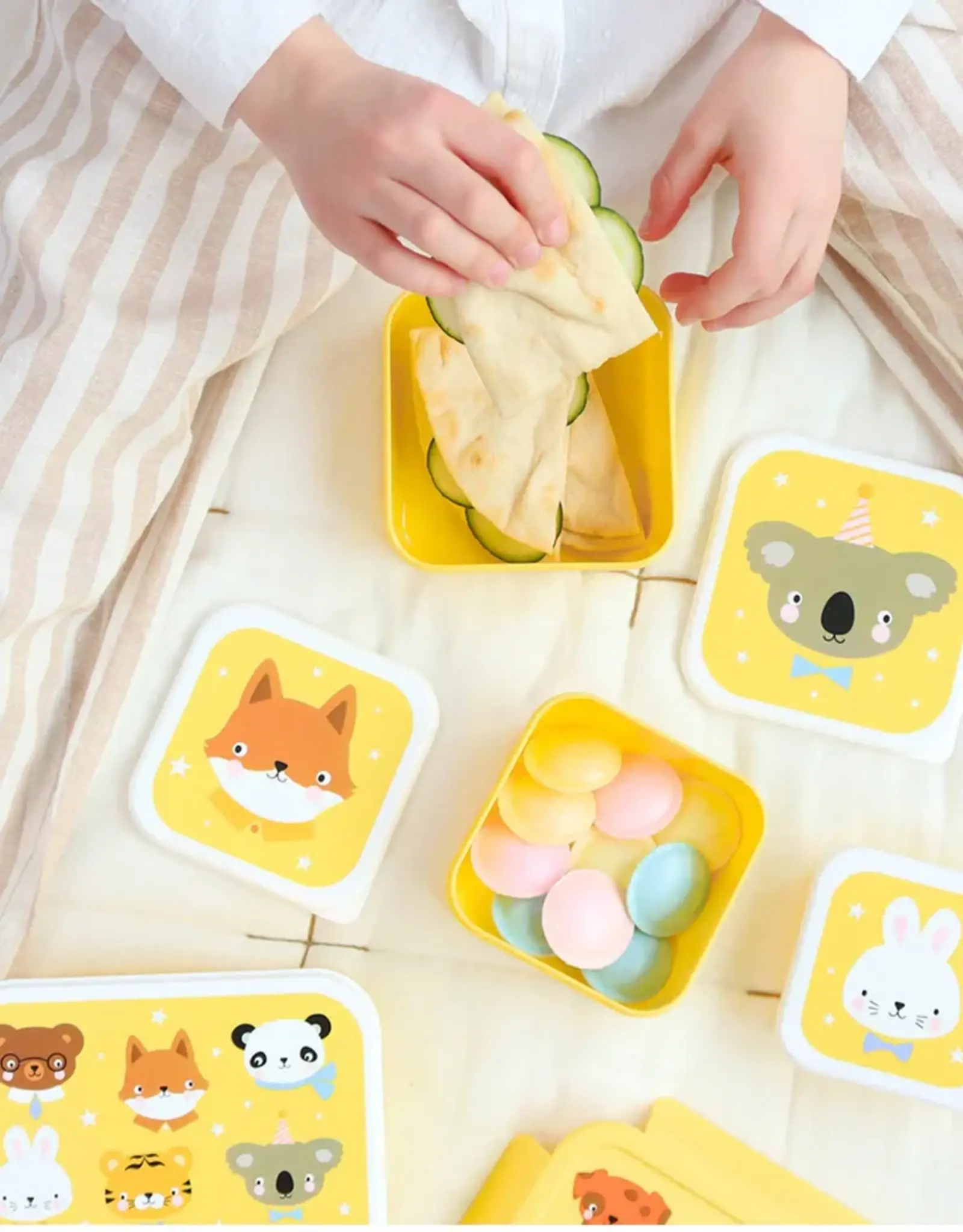 A Little Lovely Company Lunch en snackbox set - Dierenvriendjes