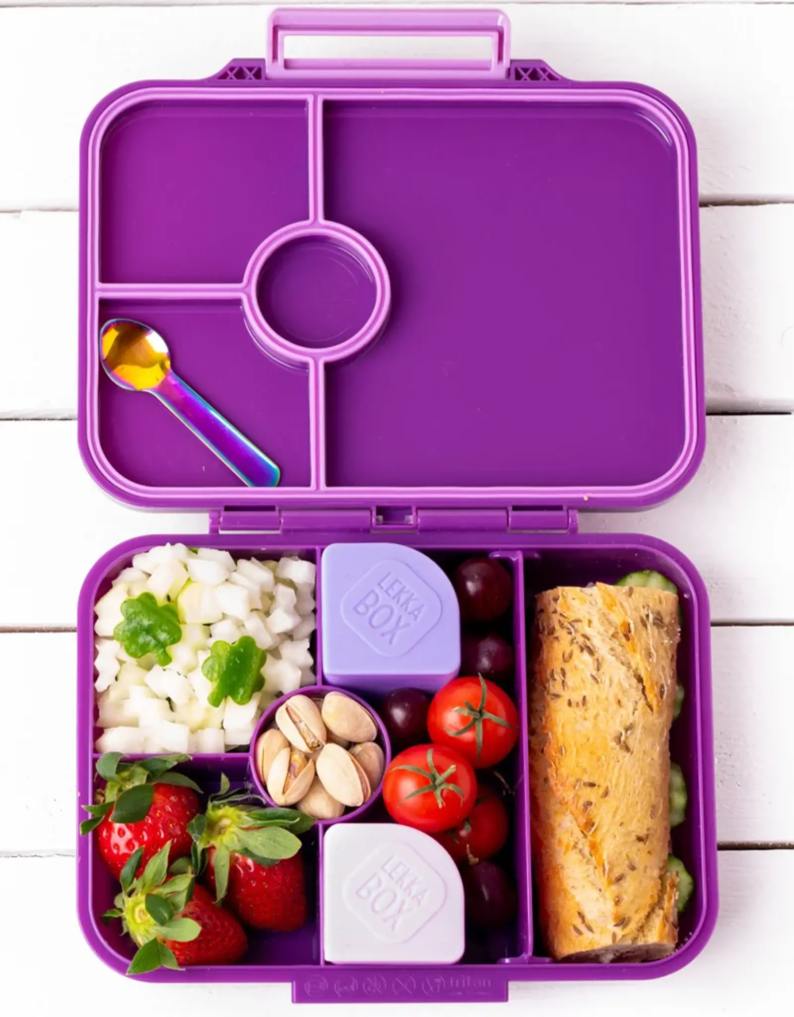 LEKKABOX Lekkabox Classic - Lunchbox met 4 vakken - Lilac