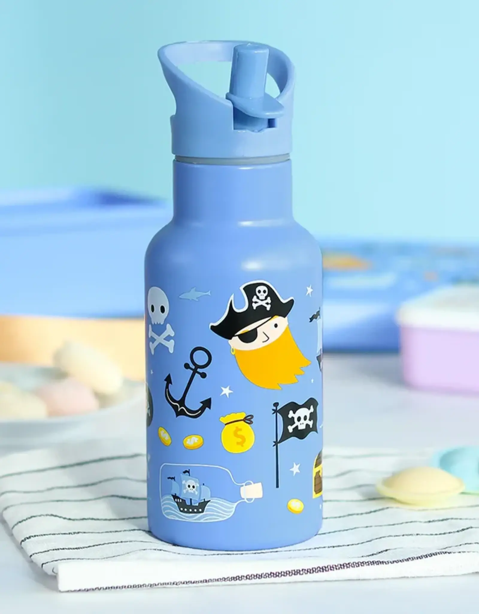 A Little Lovely Company RVS Drinkfles 350 ml - Piraten