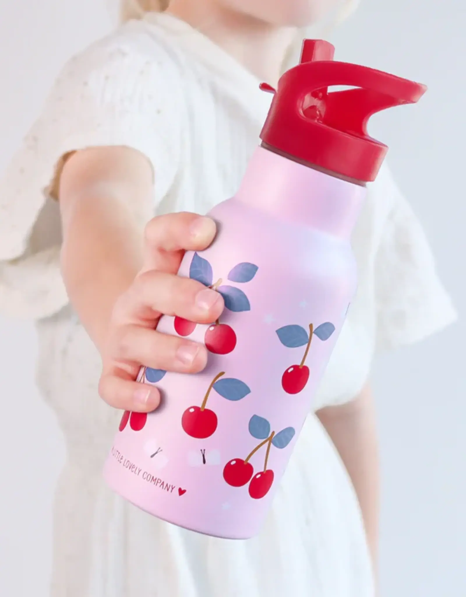 A Little Lovely Company RVS Drinkfles 350 ml - Kersen