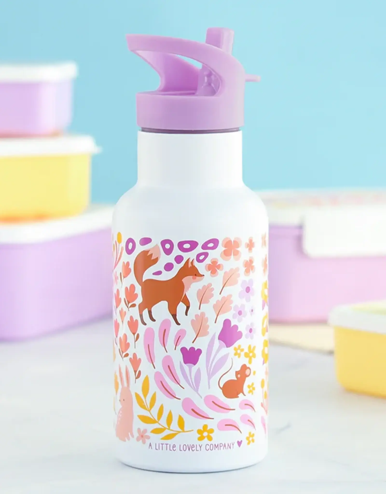 A Little Lovely Company RVS Drinkfles 350 ml - Bloementuin