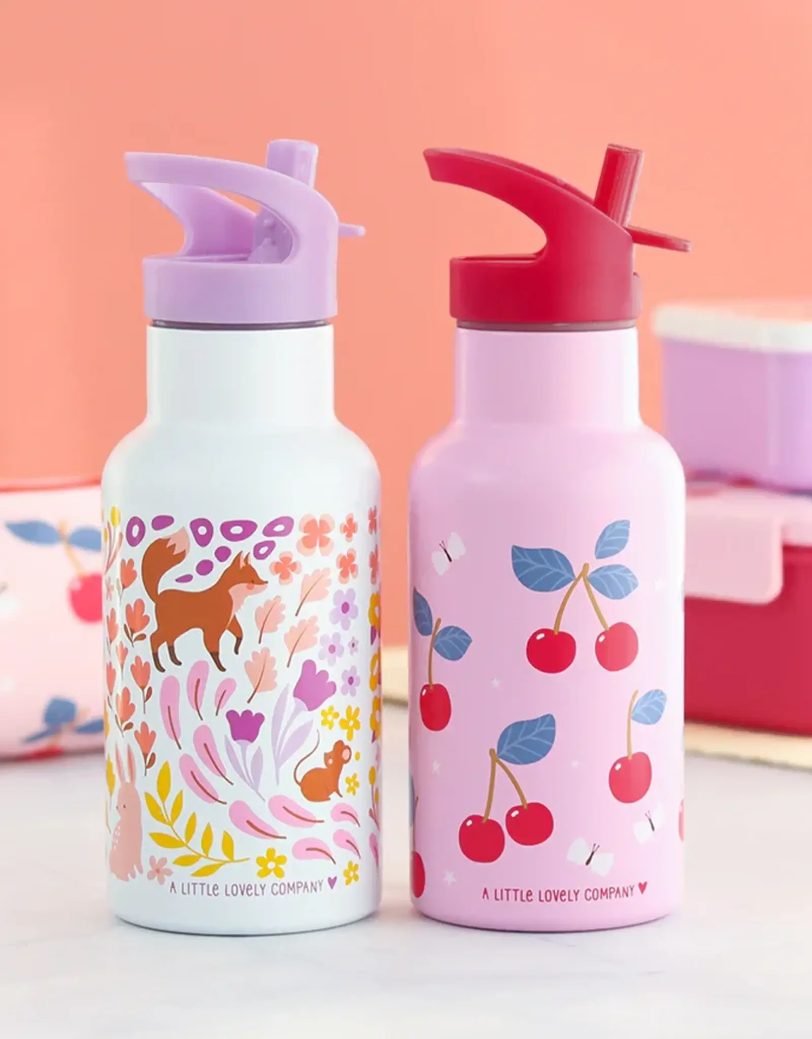 A Little Lovely Company RVS Drinkfles 350 ml - Bloementuin