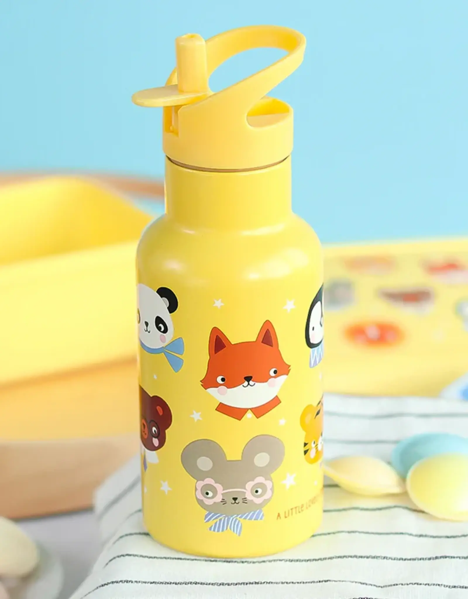 A Little Lovely Company RVS Drinkfles 350 ml - Dierenvriendjes