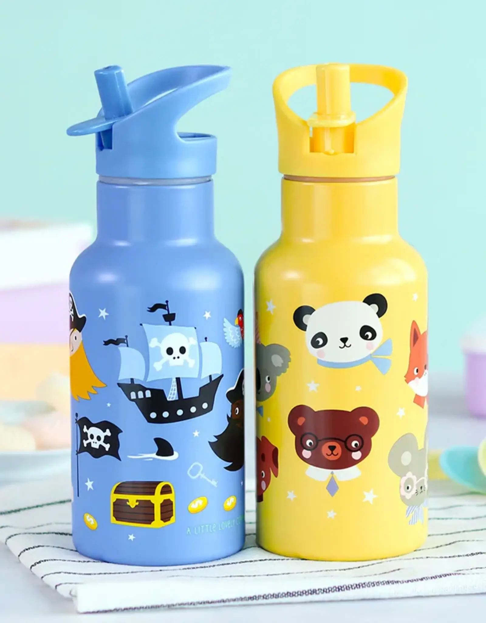 A Little Lovely Company RVS Drinkfles 350 ml - Dierenvriendjes