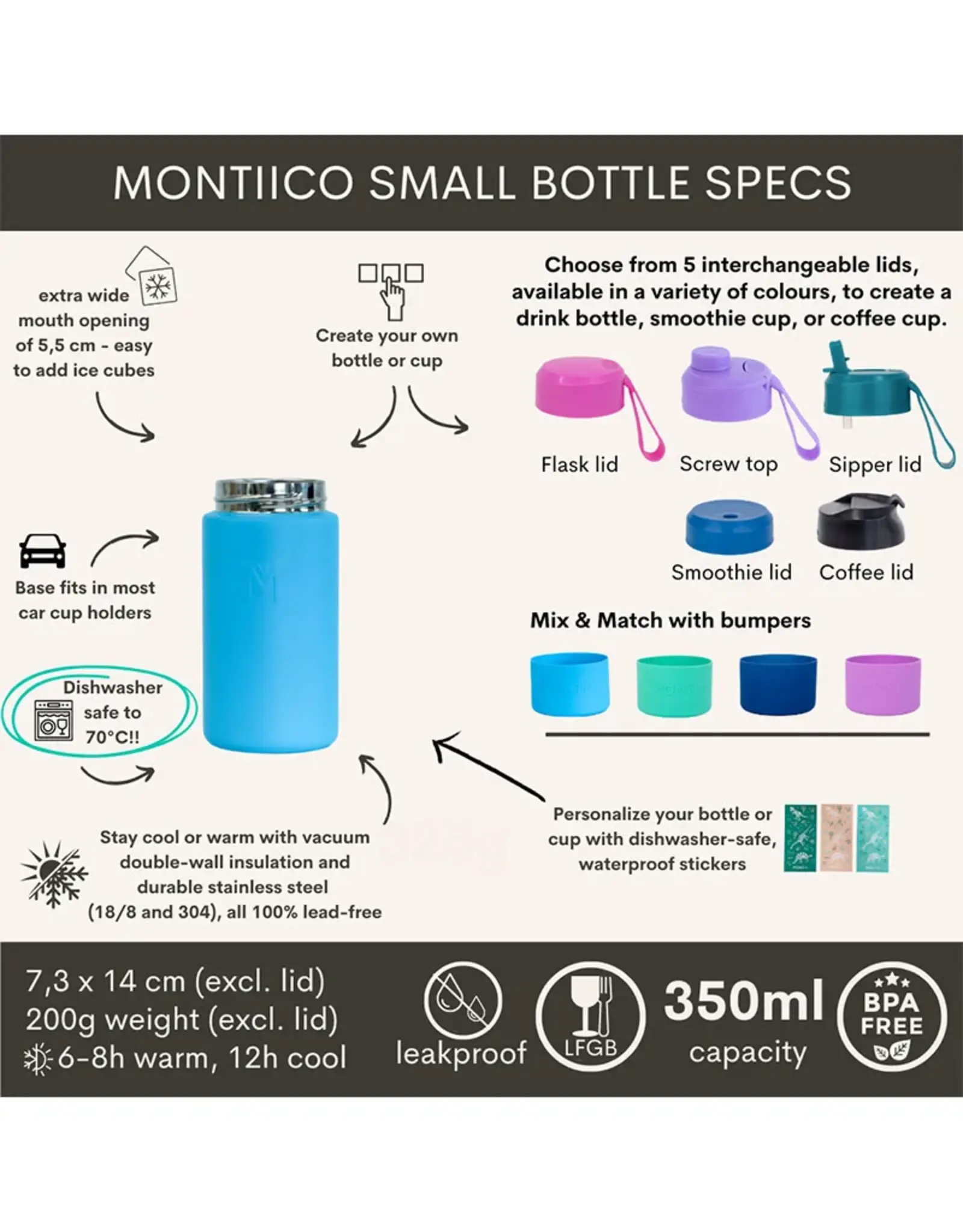 Montii Montii Fusion Thermische Fles ZONDER DOP 350 ml - Floss