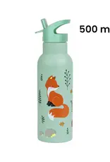 A Little Lovely Company RVS Drinkfles 500 ml - Bosvriendjes Saliegroen