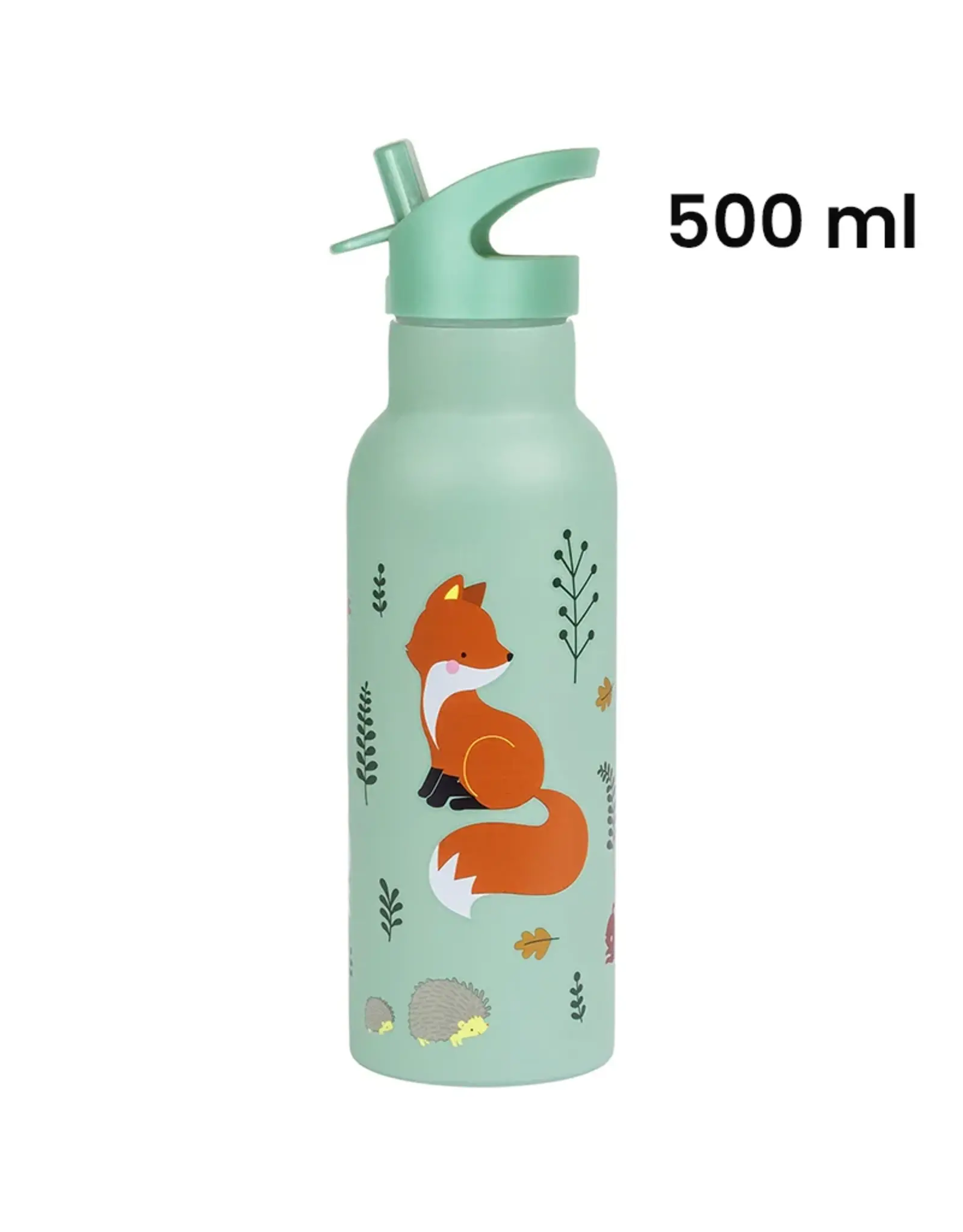 A Little Lovely Company RVS Drinkfles 500 ml - Bosvriendjes Saliegroen