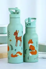 A Little Lovely Company RVS Drinkfles 500 ml - Bosvriendjes Saliegroen