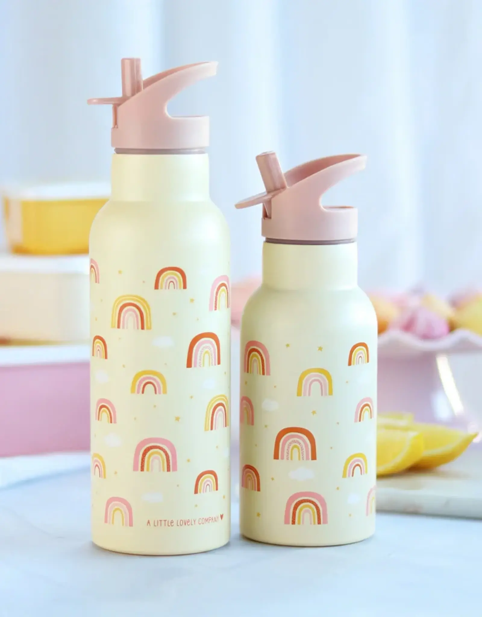 A Little Lovely Company RVS Drinkfles 500 ml - Regenbogen