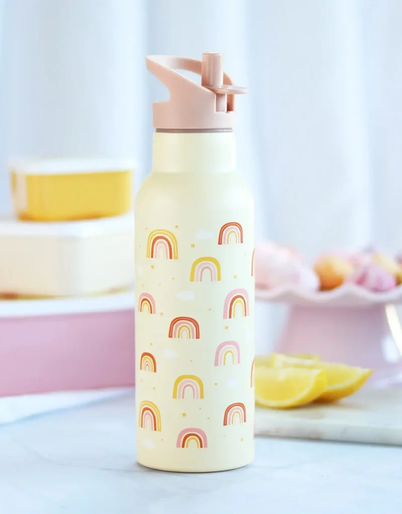 A Little Lovely Company RVS Drinkfles 500 ml - Regenbogen